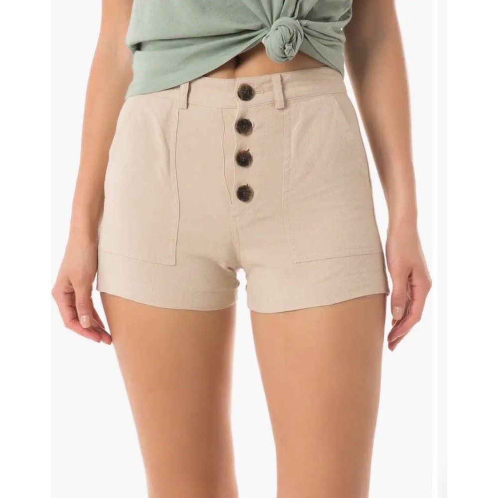 NWT O'Neill Summer Palm Women's Walk Shorts‎ Size 29 Linen Blend High Waist